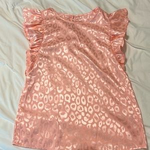 peachy pink shinyish leopard shirt
